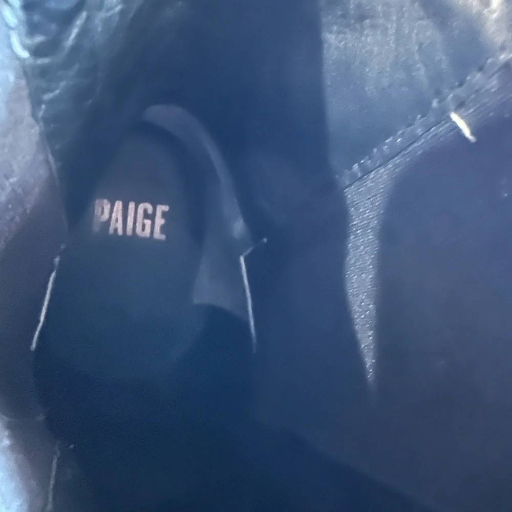 PAIGE Kingston Black Leather Snake Print Heeled Ankle Boots Size 8.5 - Picture 7 of 7